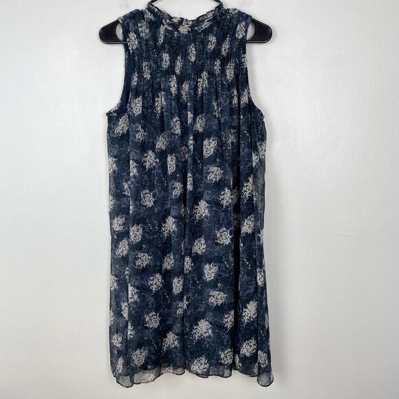Joie Limited Edition Navy Floral Baltic Print Swing Dress Summer Chic Medium - Picture 2 of 10